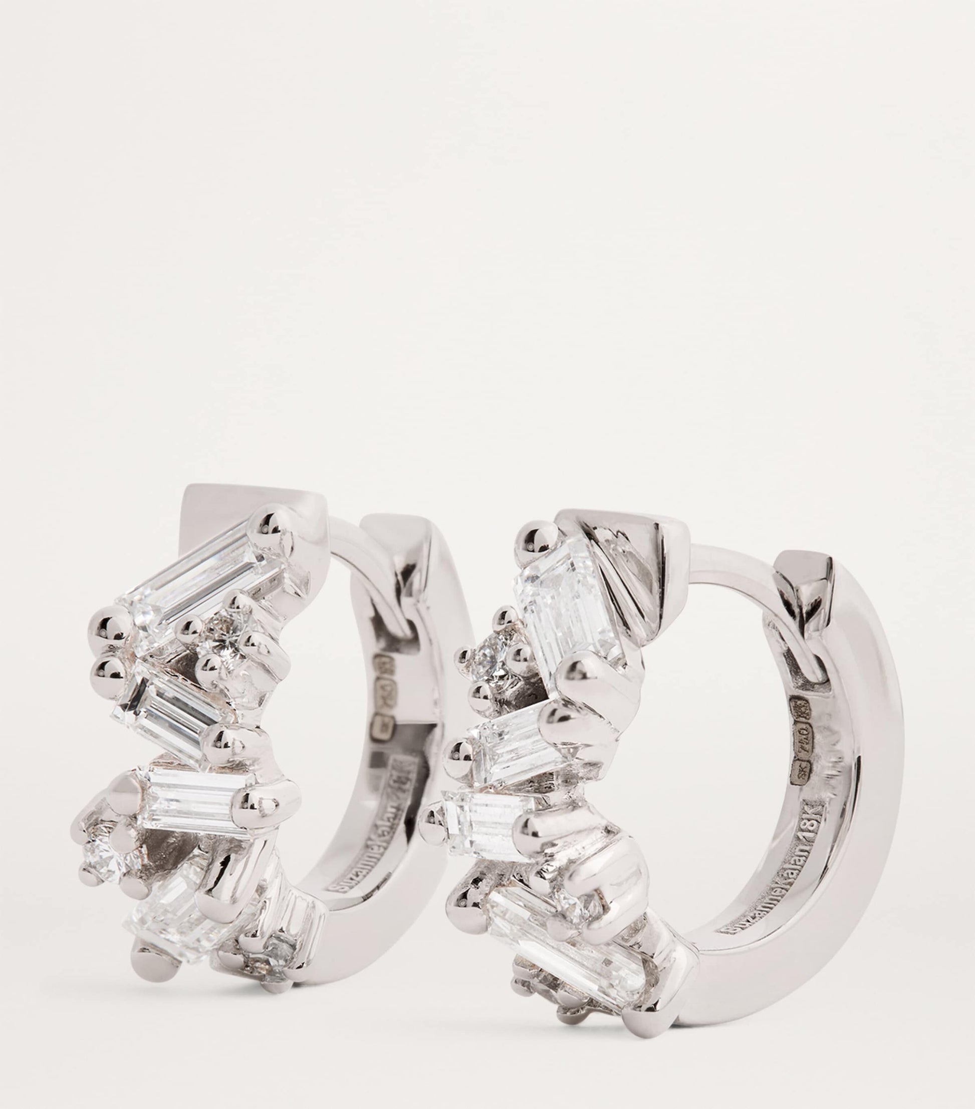 White Gold and Diamond Frenzy Huggie Earrings