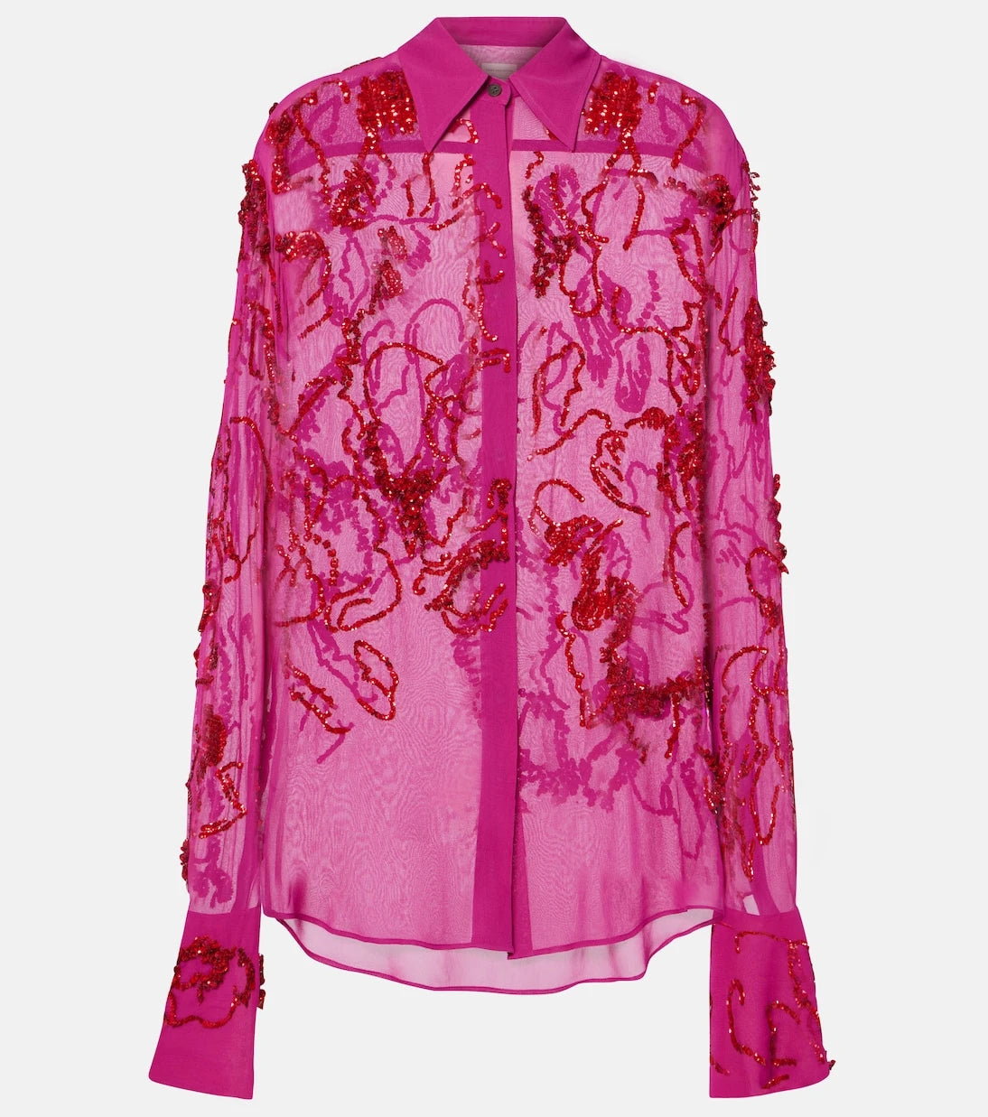Dries Van Noten - Sequined sheer chiffon blouse