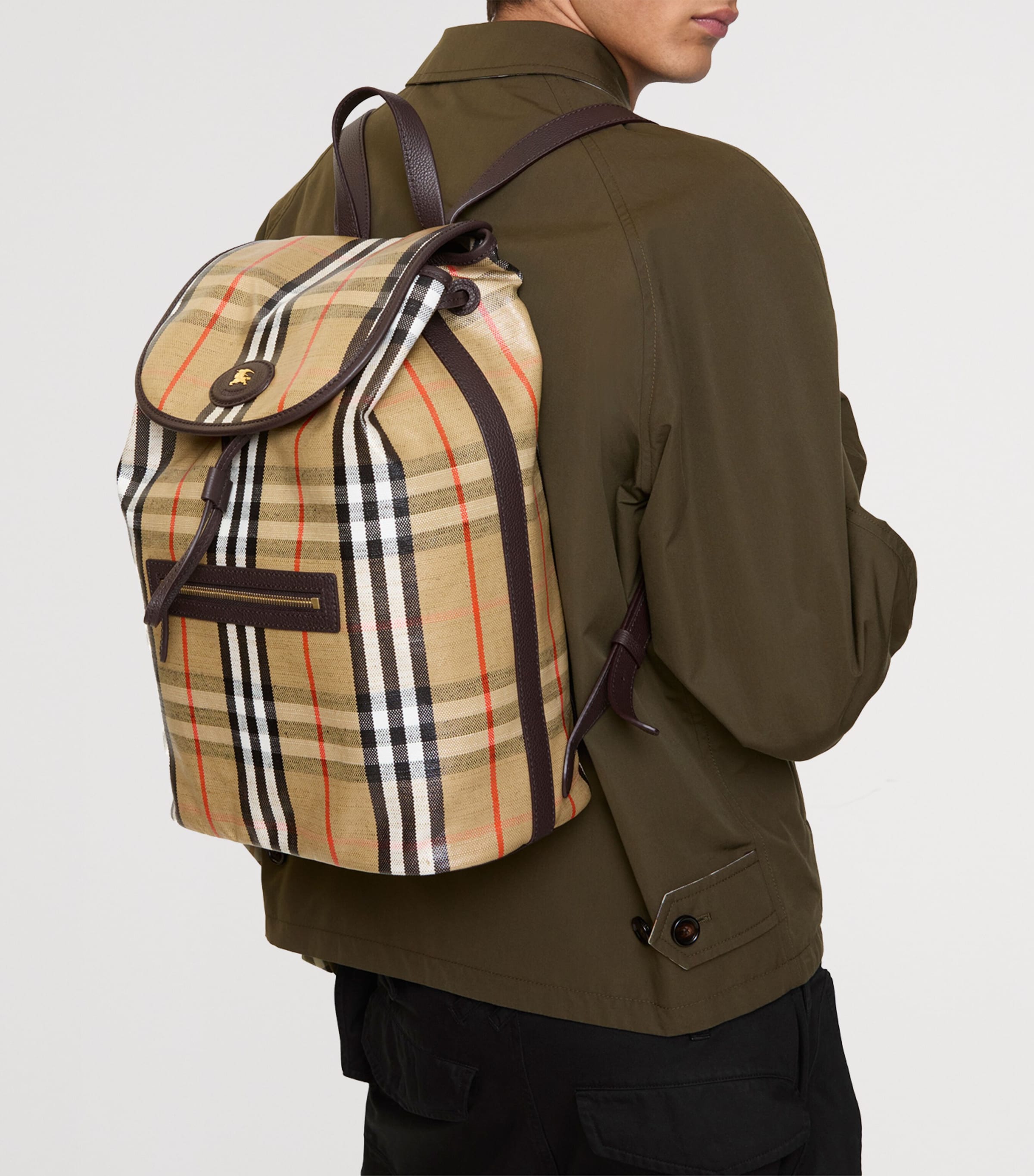 Leather-Trim Check Highlands Backpack
