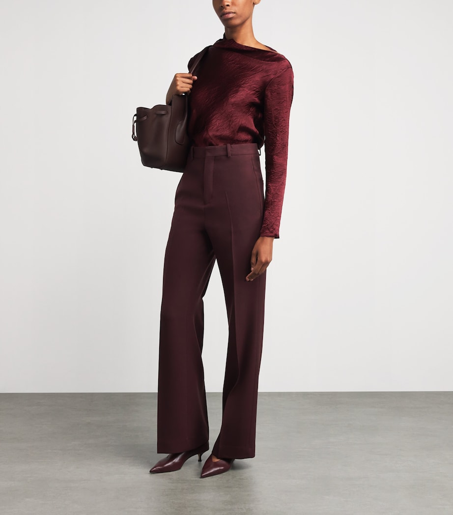 Burgundy Satin Draped Luster T-Shirt