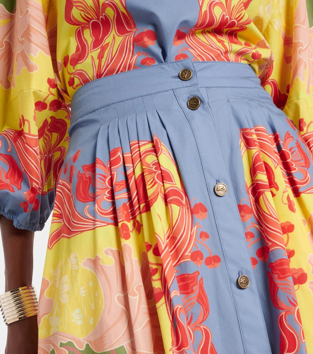 Etro - Printed cotton poplin midi skirt