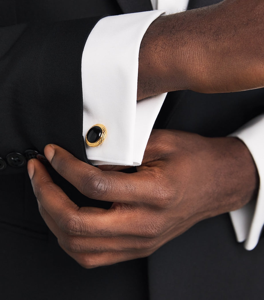 Black Onyx Bullseye Cufflinks And Studs Set
