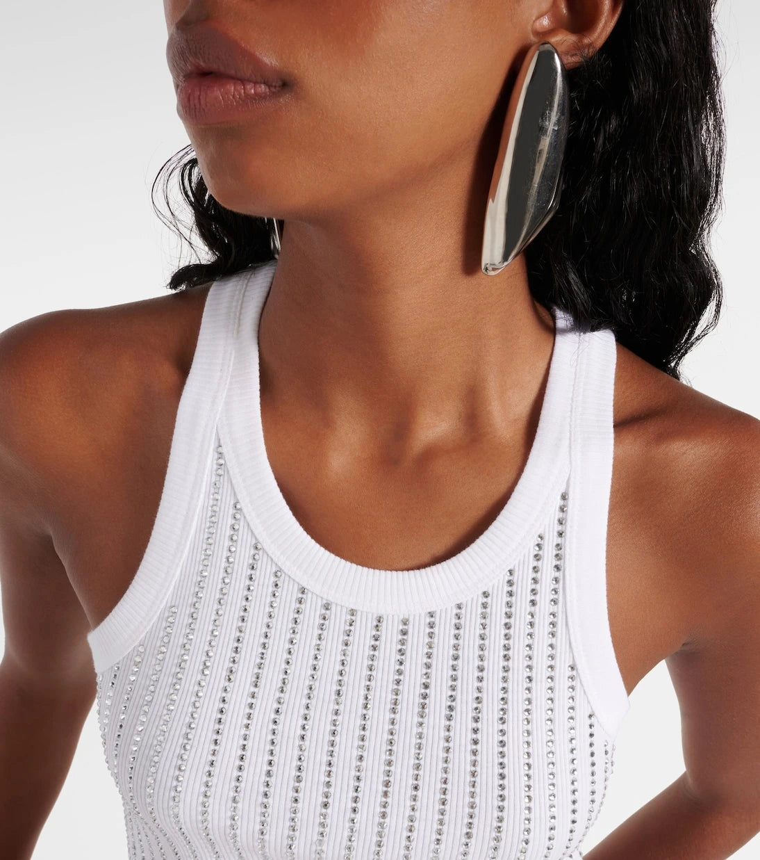 The Attico - Crystal-embellished cotton tank top