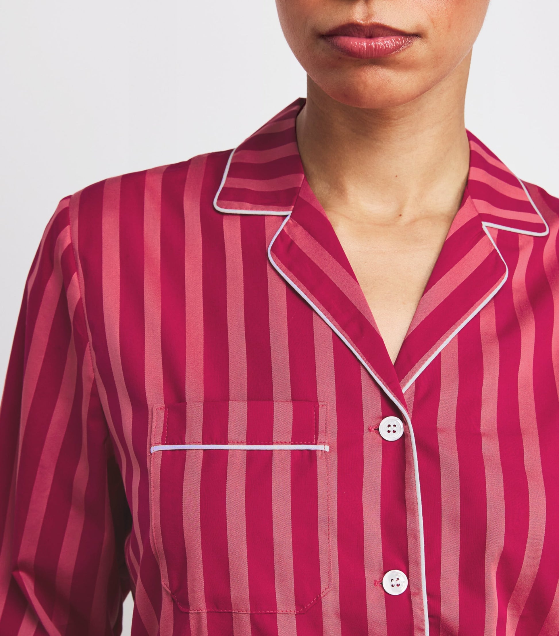 Derek Rose Pink Cotton Stripe Pyjama Set