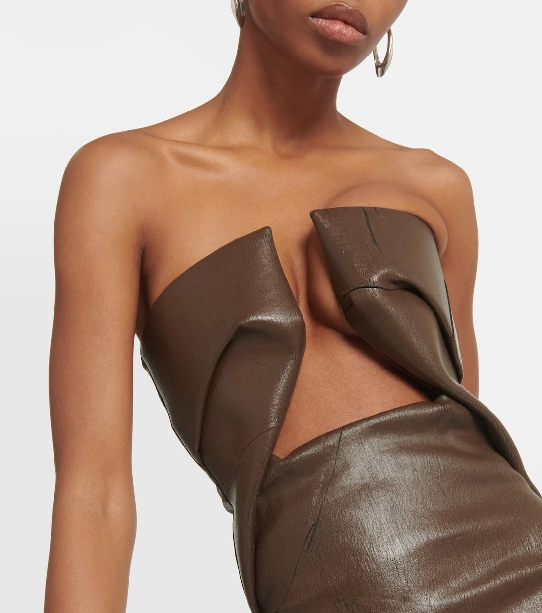 Rick Owens - Strapless coated denim gown