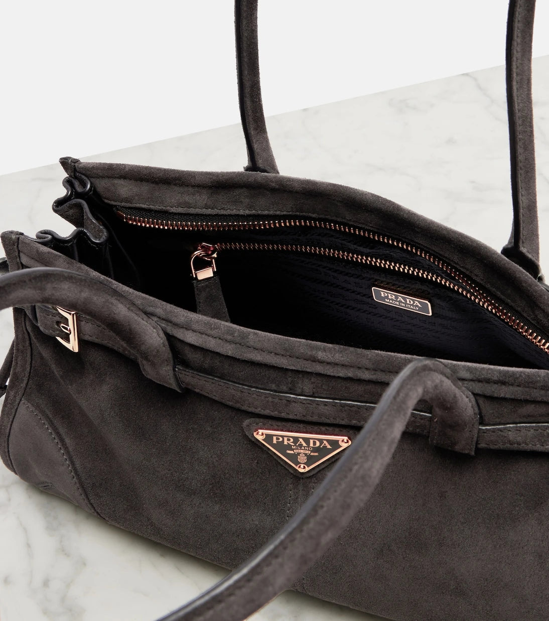 Prada - Prada Bonnie Medium suede shoulder bag