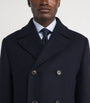 Navy Wool-Silk-Cashmere Pea Coat