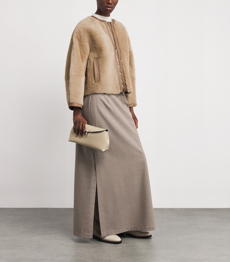 Max Mara Beige Shearling Jacket