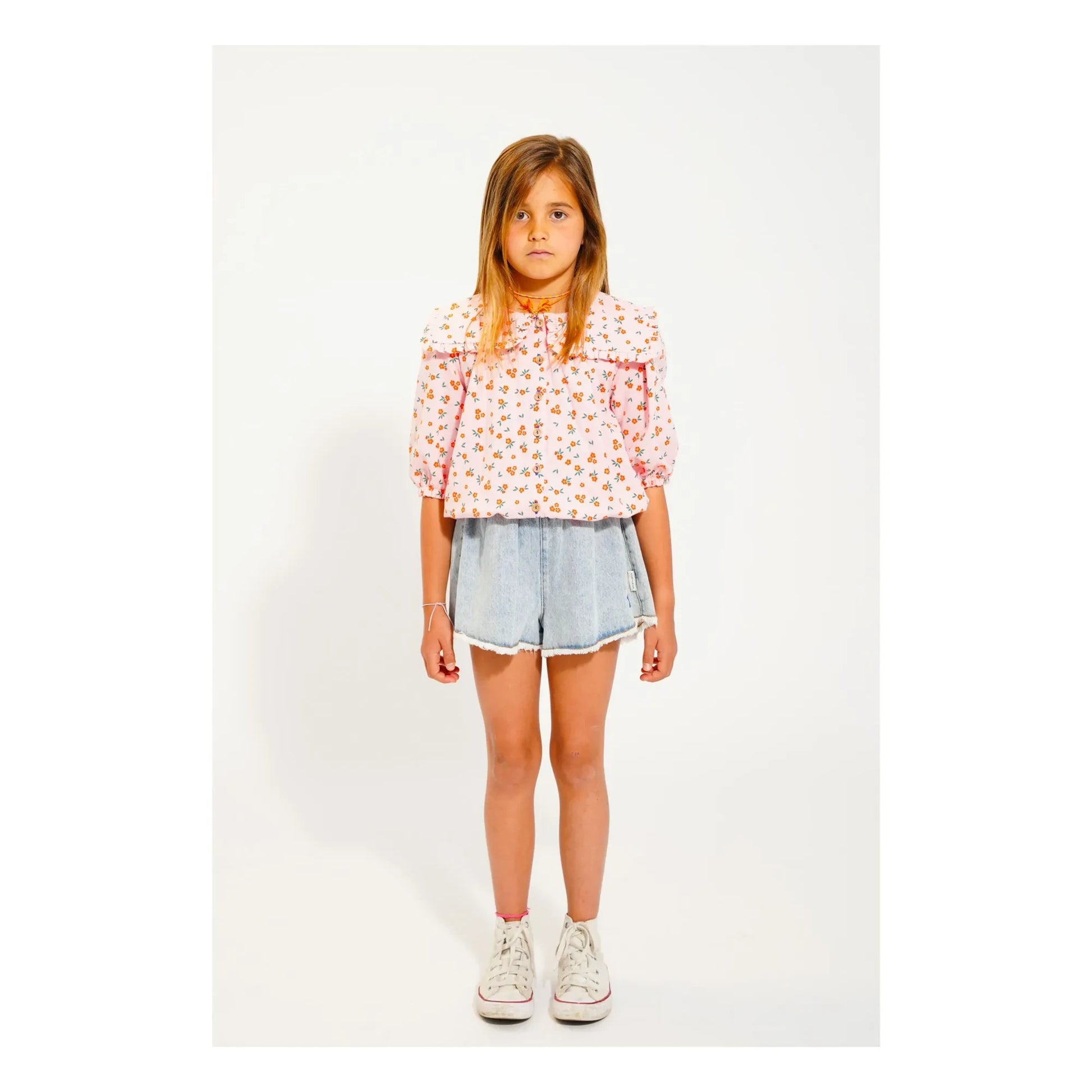 Piupiuchick - Blouse Fleuri Organic Cotton | Peach
