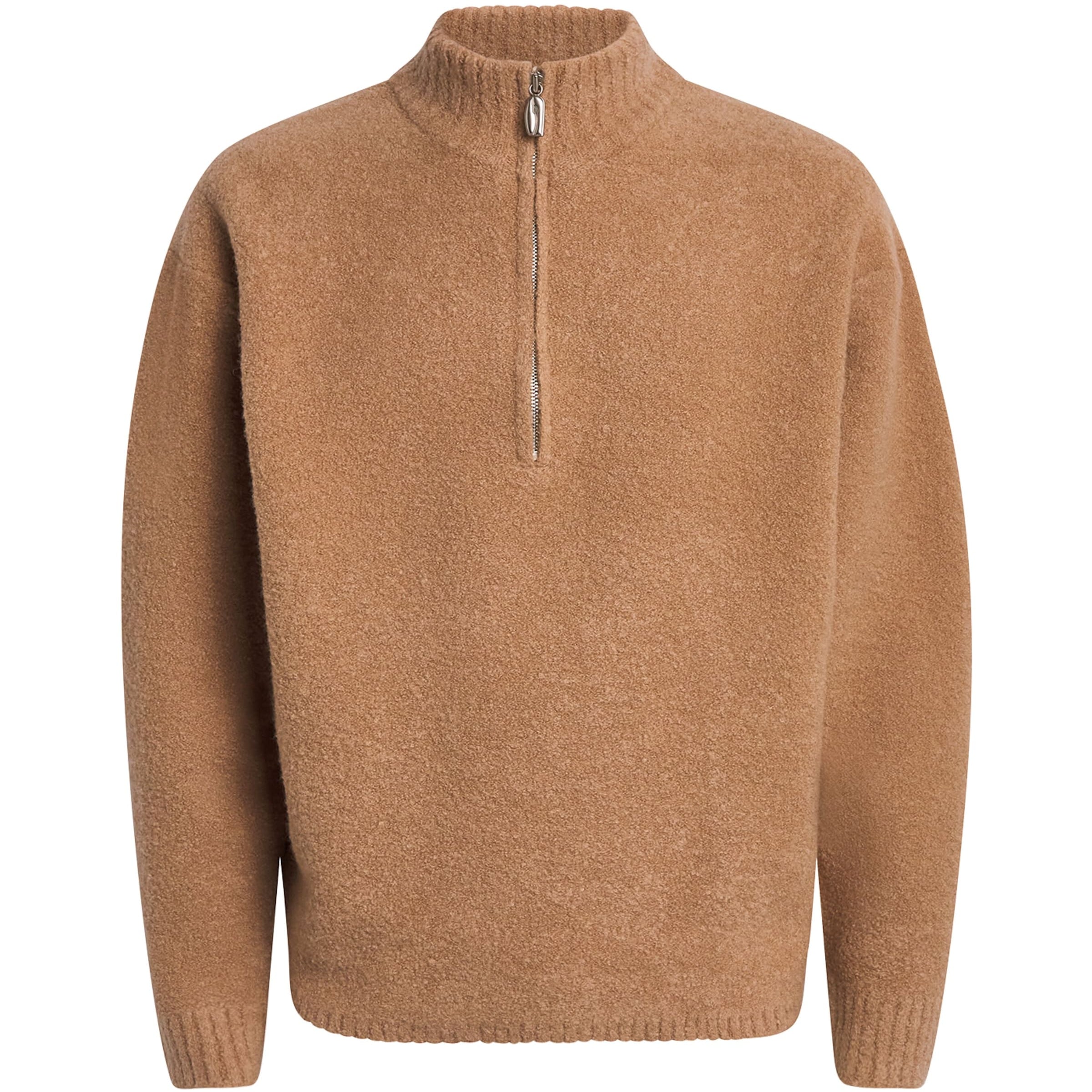 Le 17 Septembre Beige Wool-Blend Half-Zip Sweater
