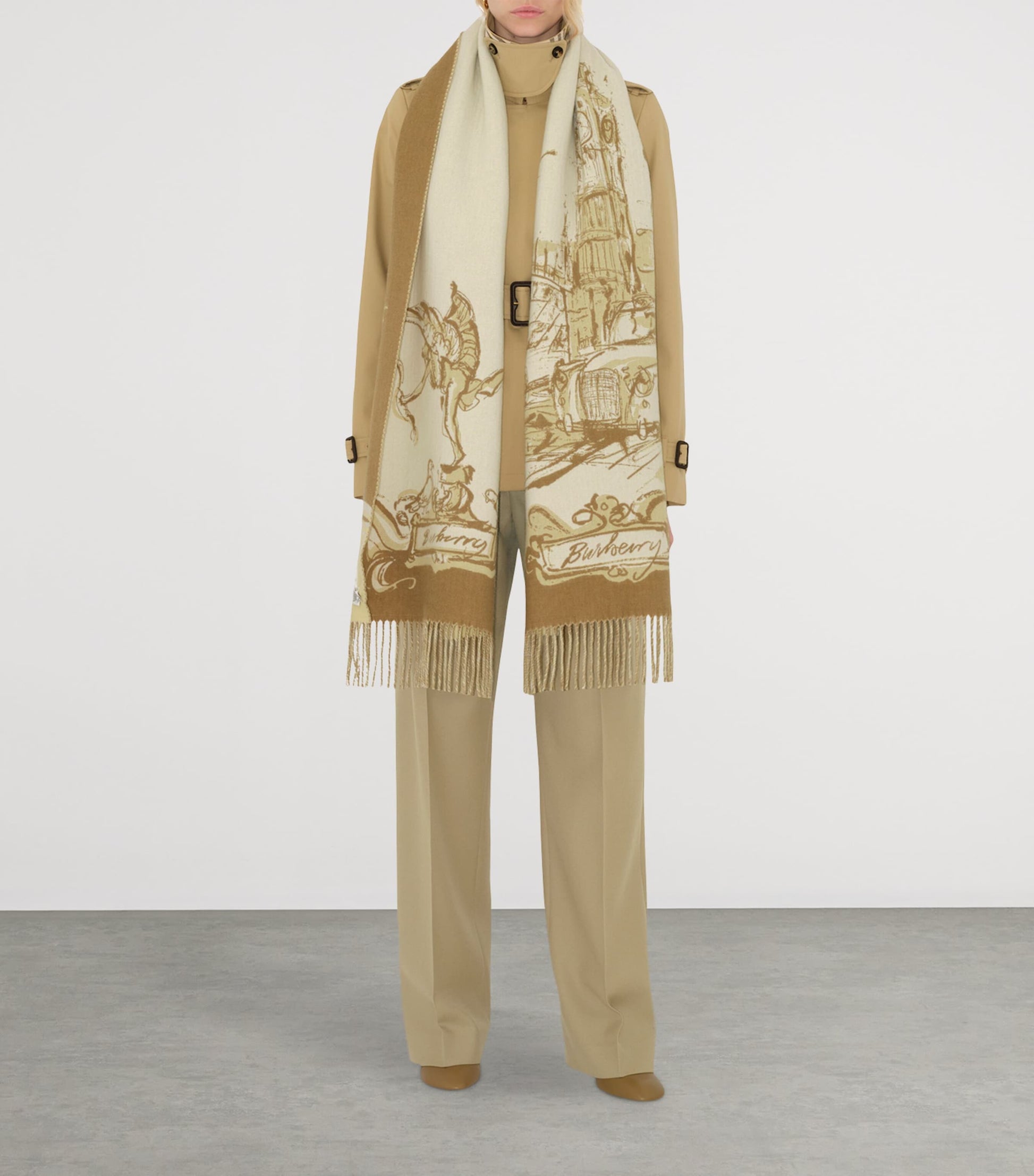 White Cashmere Westminster Scarf