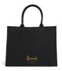 Black Large Cotton Logo Tote Bag
