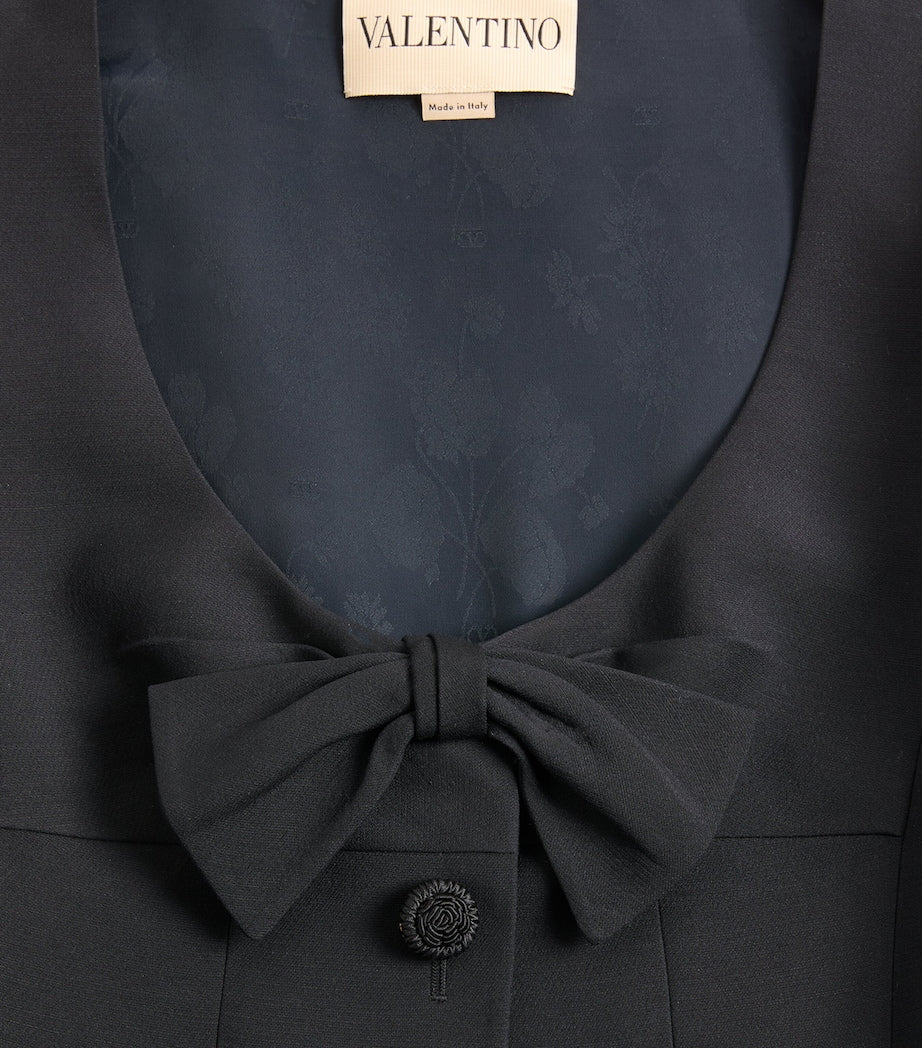 Valentino Black Virgin Wool-Silk Midi Dress