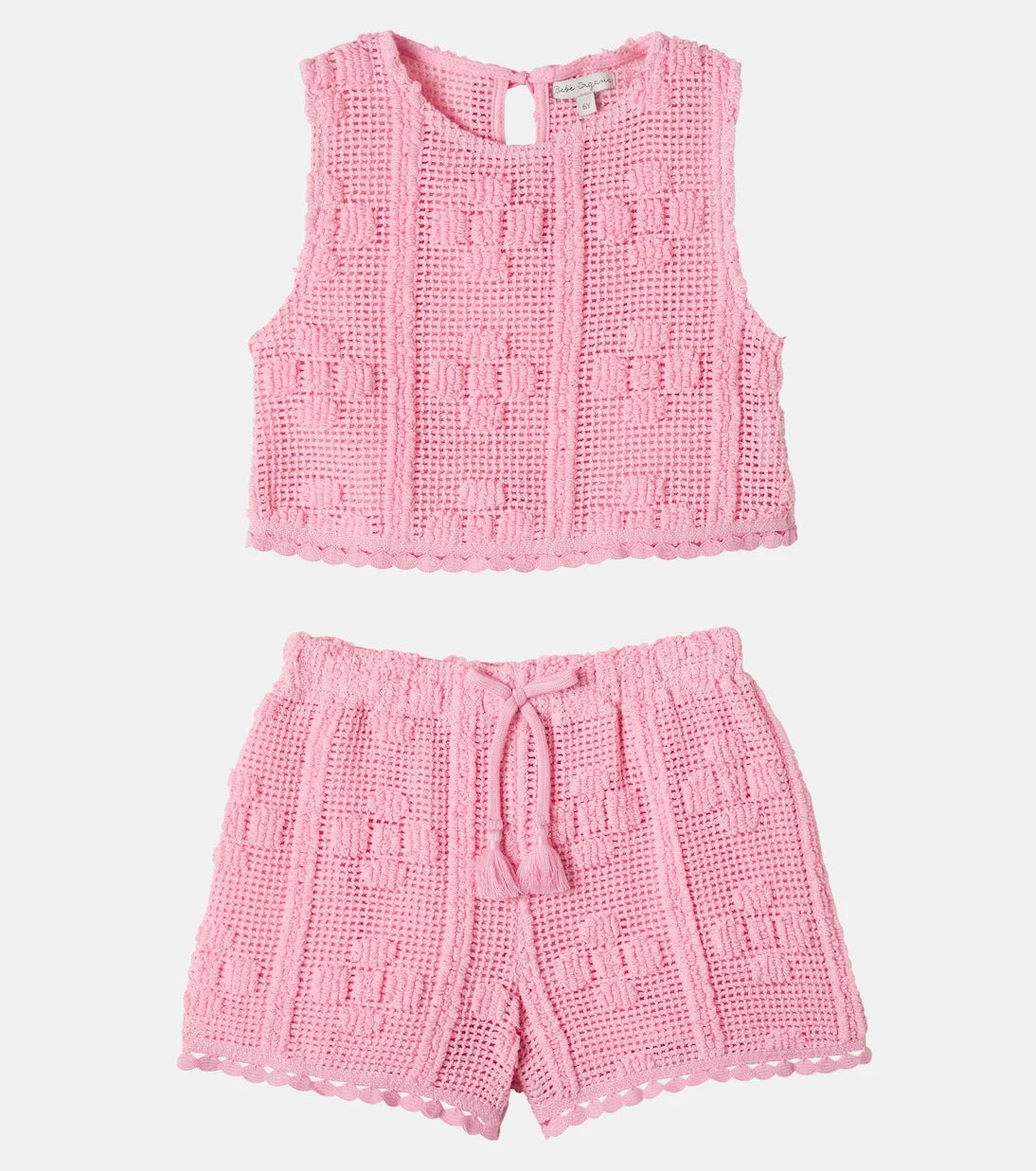 Bebe Organic - Inez crochet cotton-blend top and shorts set
