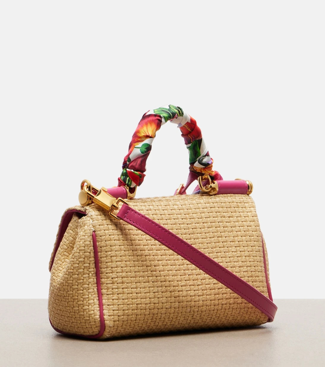Dolce&Gabbana - Sicily Small raffia-effect top-handle bag