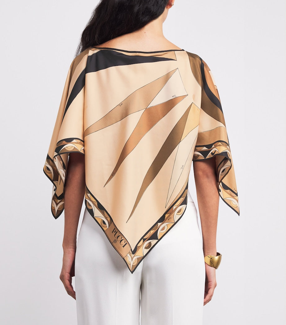 Gold Silk Hawaii Print Blouse