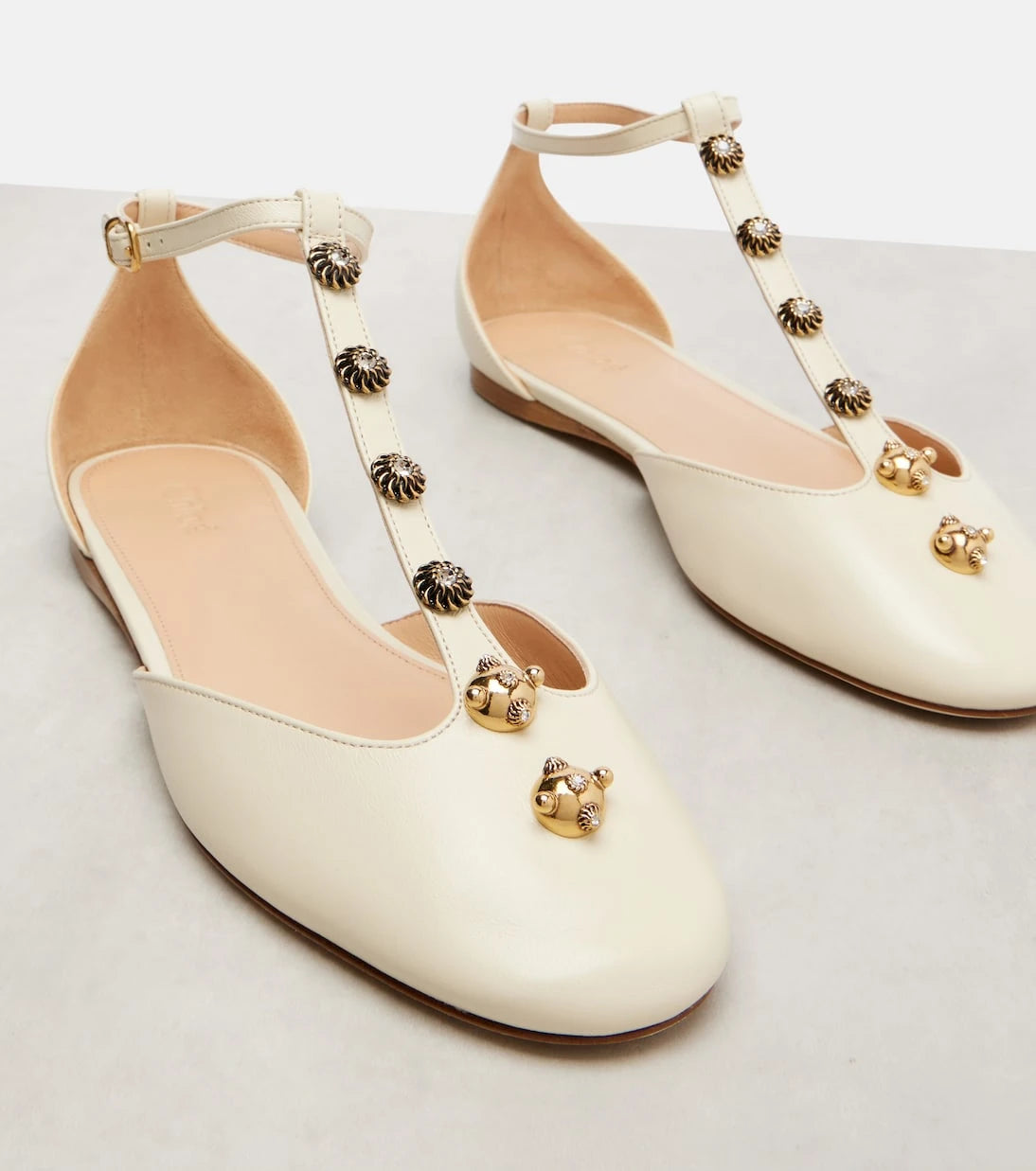 Chloé - Celeste embellished leather flats
