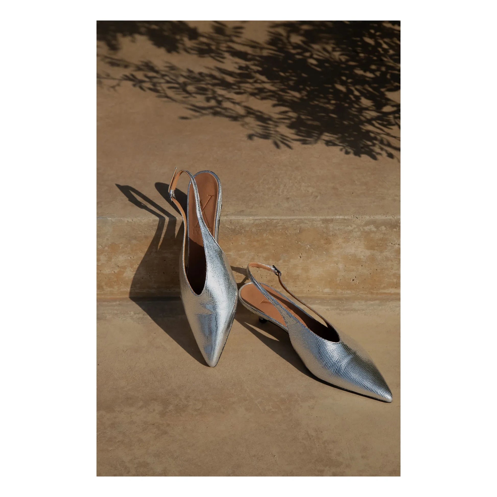 Lachoix - Metallic Heel Slingback | Silver