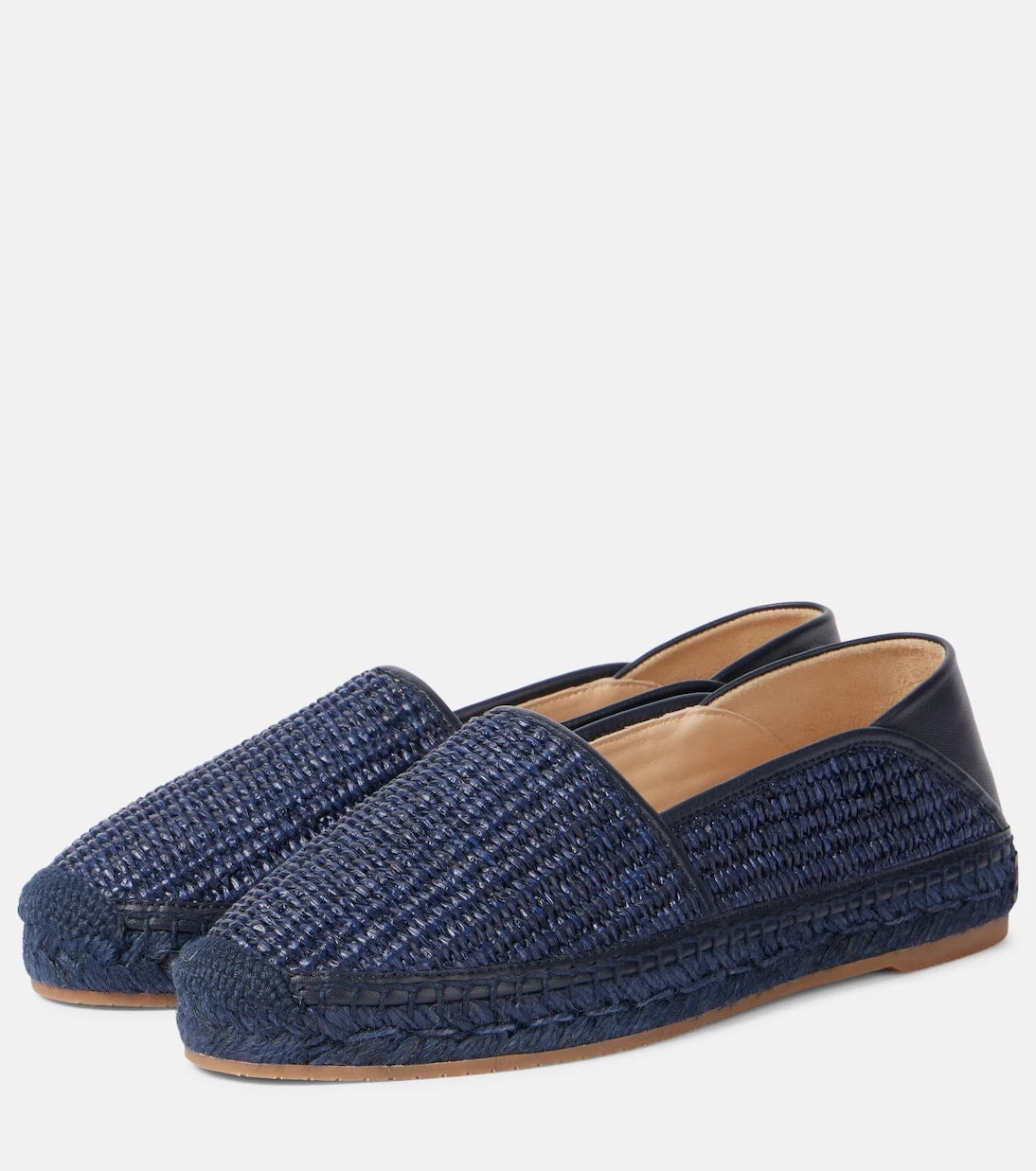 Manolo Blahnik - Espadra leather-trimmed raffia espadrilles