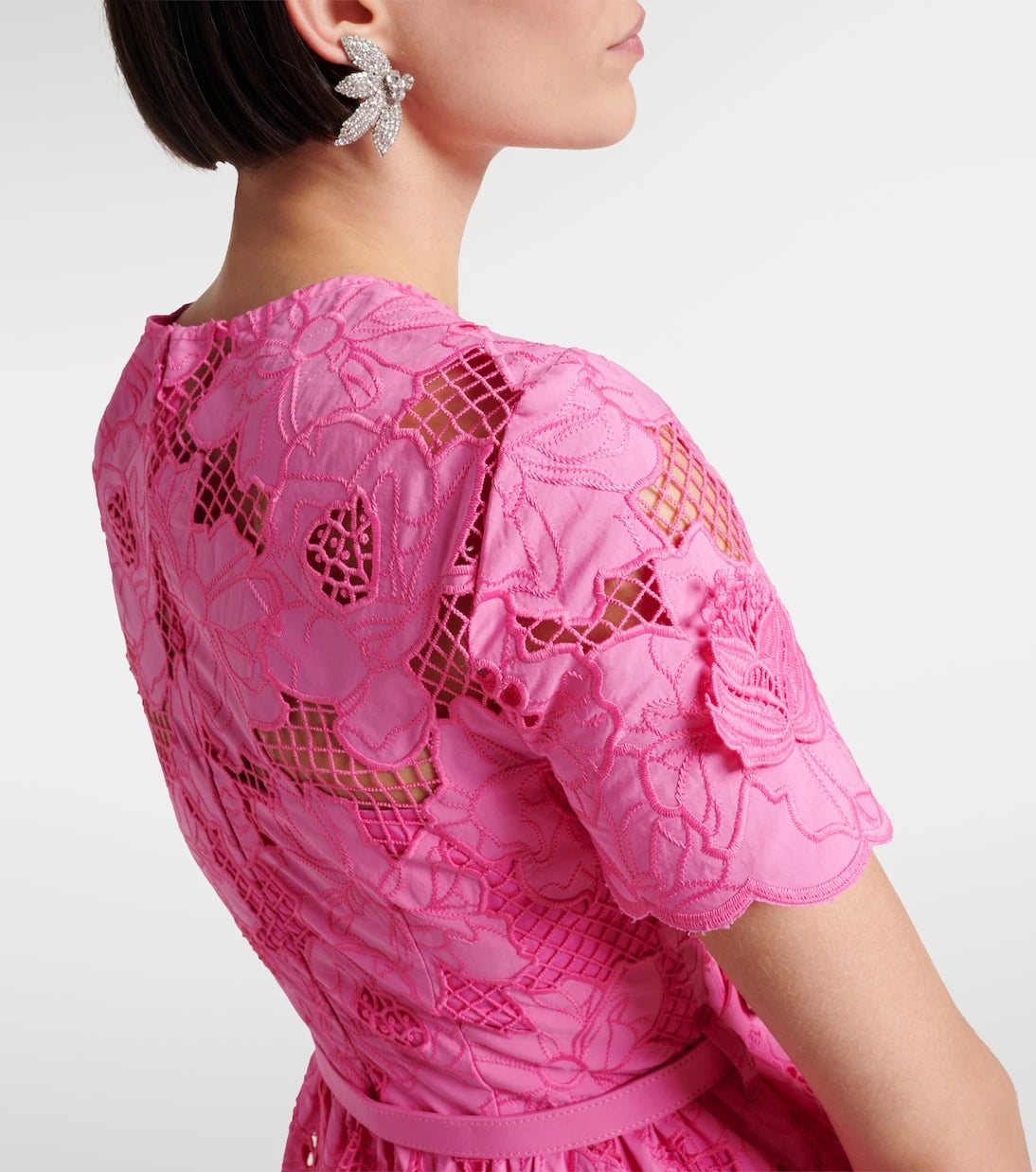 Self-Portrait - Cotton-blend lace midi dress