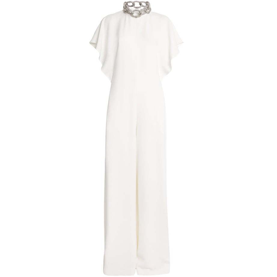Stella McCartney White Satin Crystal Embellished Jumpsuit