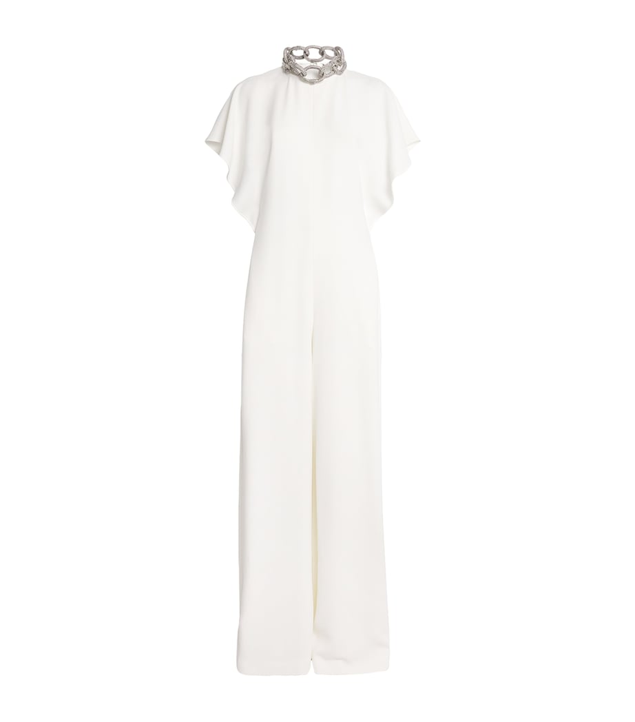 Stella McCartney White Satin Crystal Embellished Jumpsuit