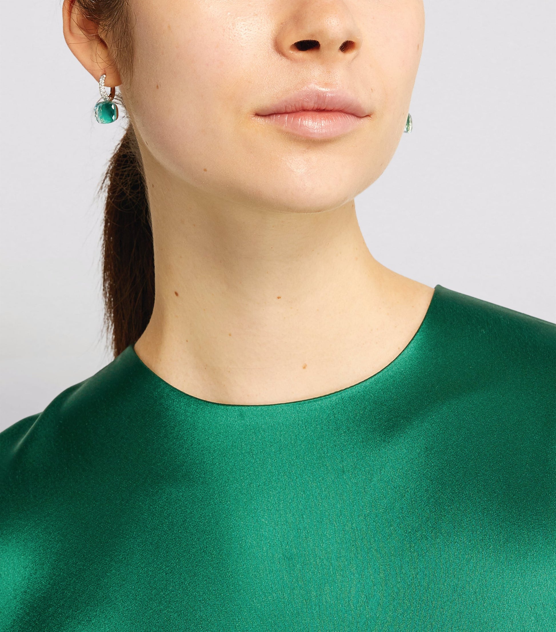 White Gold, Diamond, Blue Topaz and Agate Nudo Classic Drop Earrings