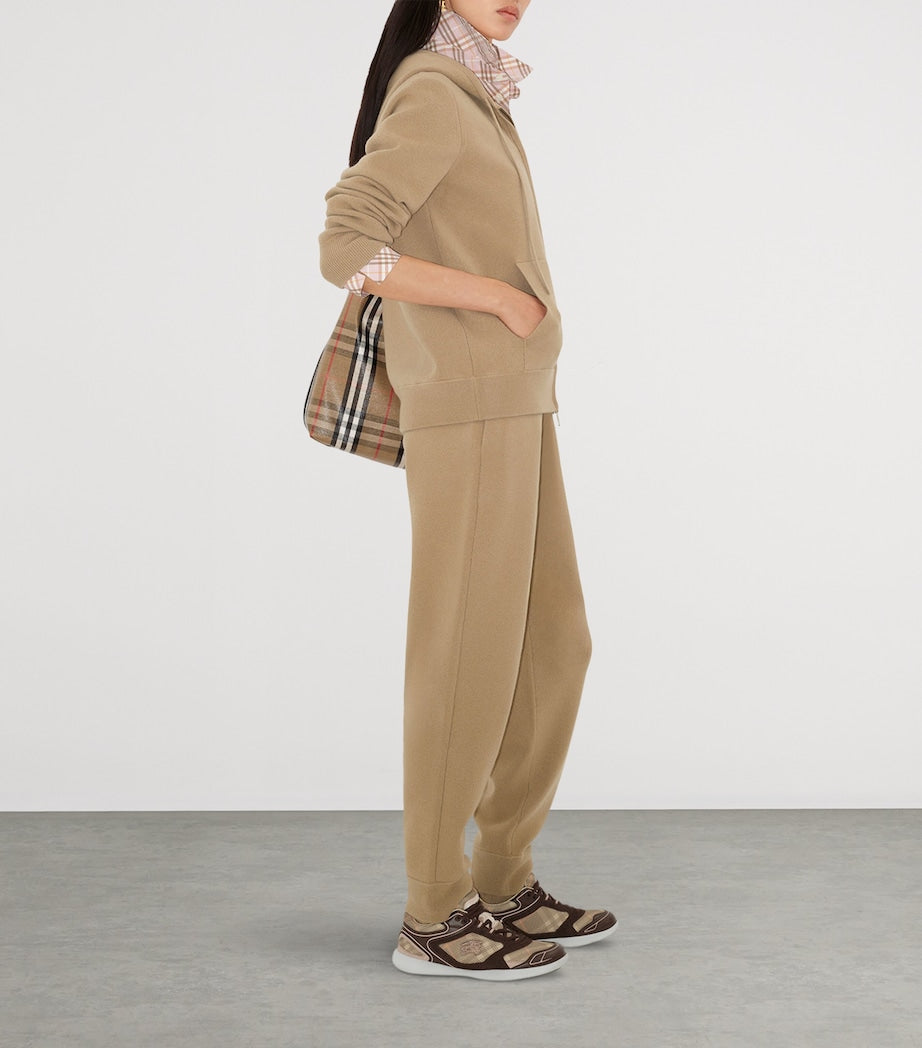 Burberry Beige Cashmere-Blend Zip-Up Hoodie