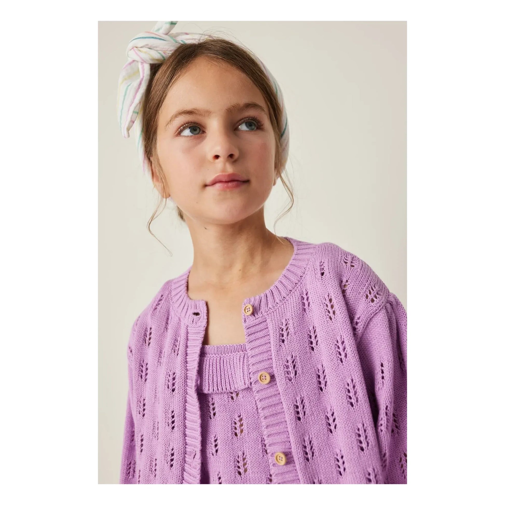Tocoto Vintage - Cardigan Maille Fleurs | Lilac