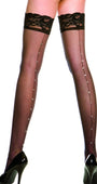 Black Sheer Thigh High Stockings with Rhinestones