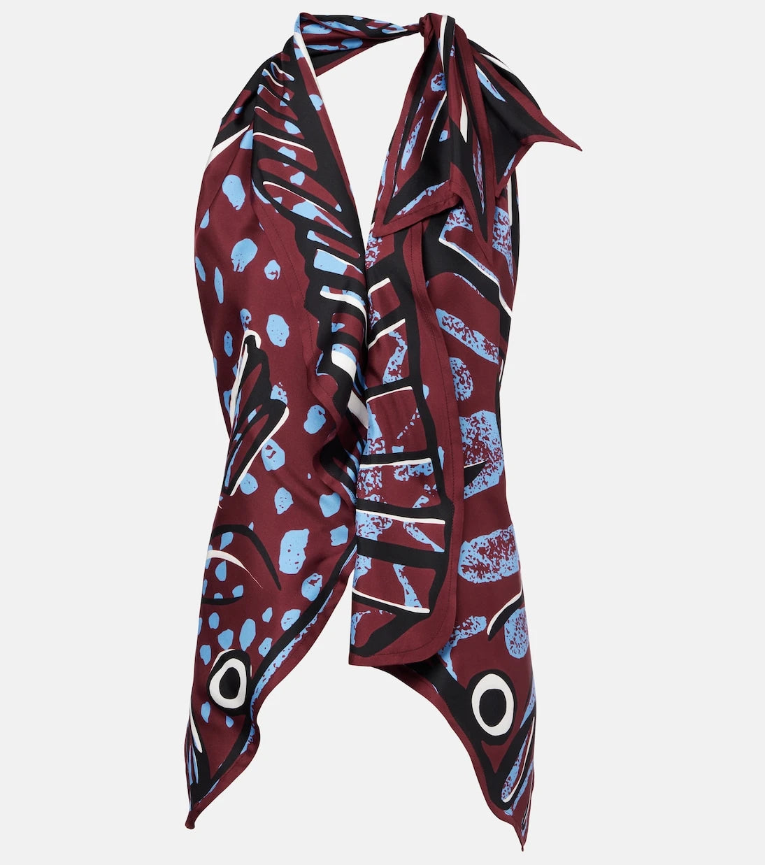 Bottega Veneta - Printed halterneck silk twill top