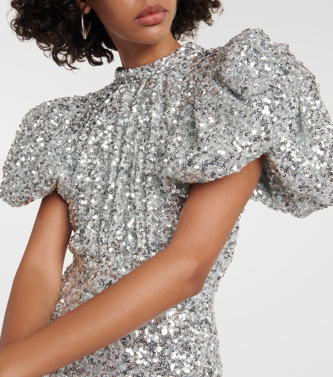 Rotate - Puff-sleeve sequined midi dress