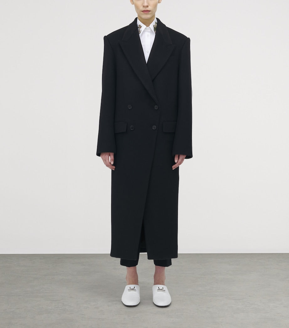 Black Wool Double-Breasted Coat