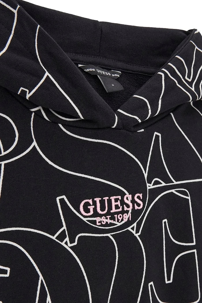 Guess çocuklar için pamuklu kapüşonlu sweatshirt