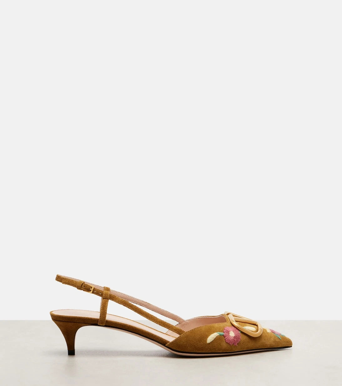 Valentino Garavani - VLogo 40 embroidered suede slingback pumps