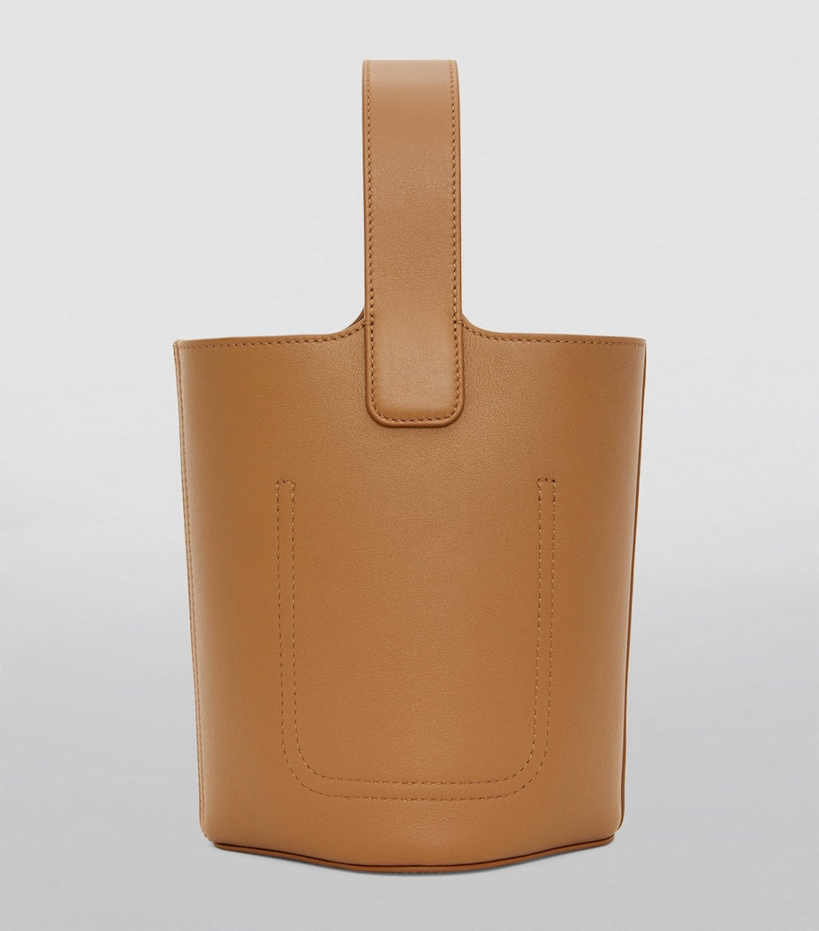 LOEWE Brown Mini Leather Pebble Bucket Bag