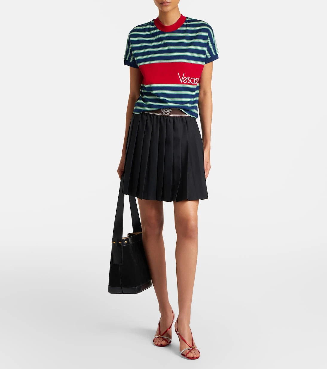 Versace - Pleated wool and mohair miniskirt