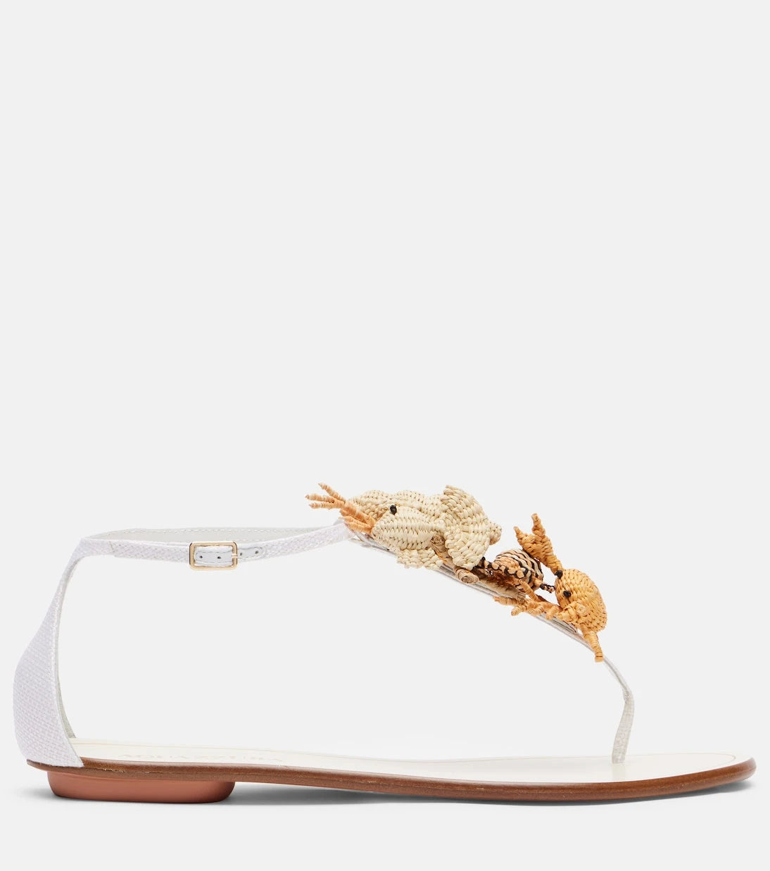 Aquazzura - Marea raffia and leather thong sandals