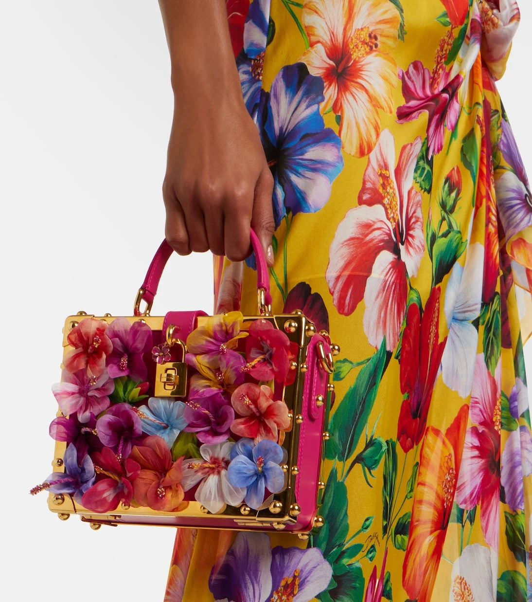 Dolce&Gabbana - Dolce Box floral-appliqué leather box bag