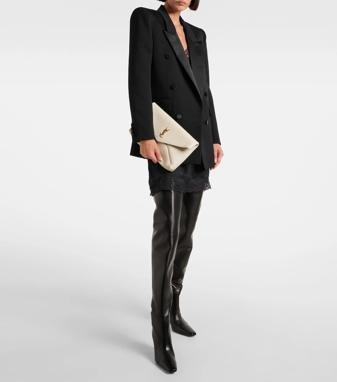 Saint Laurent - Cassandre Large leather clutch