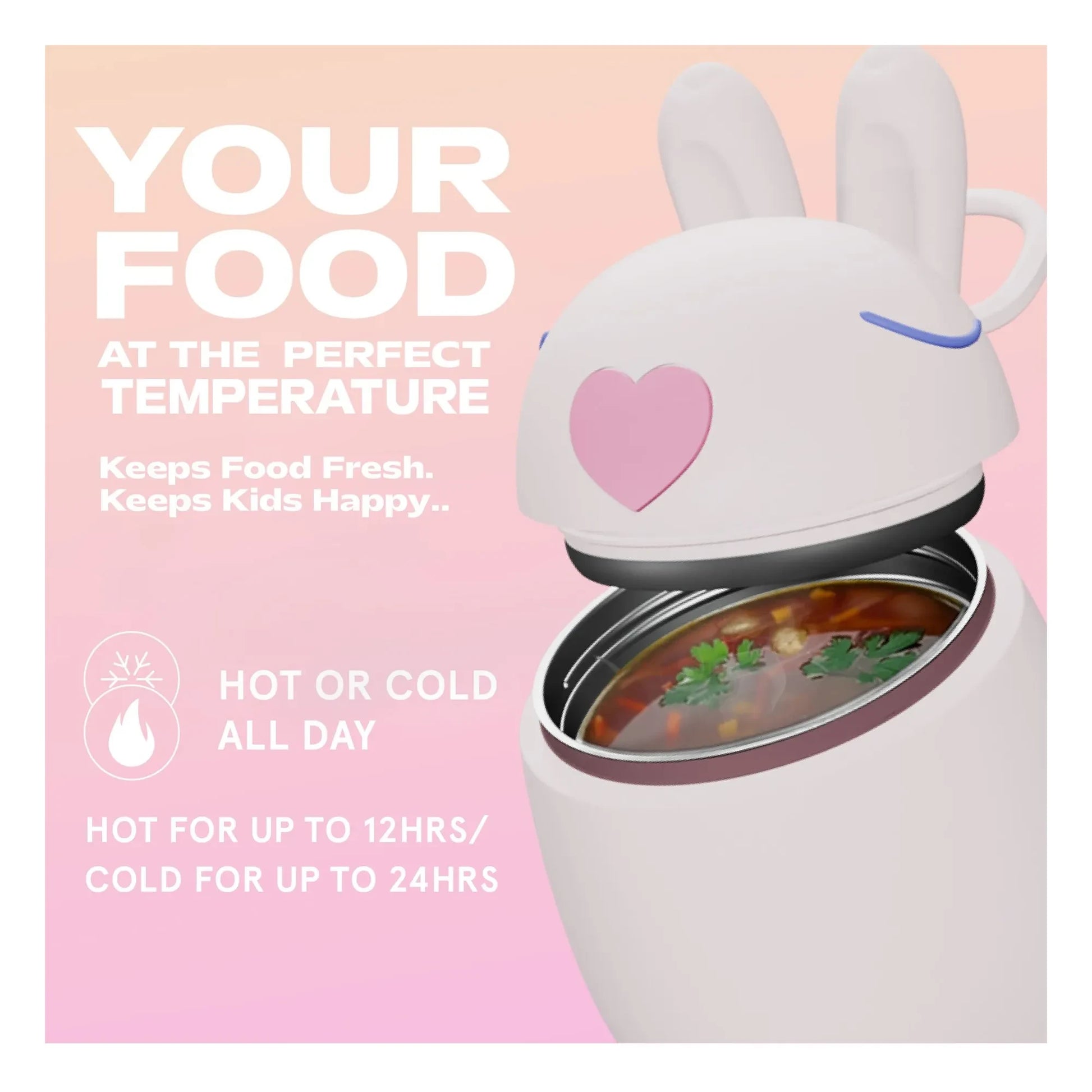 Asobu - Isothermal lunch box Rabbit | Pale Pink