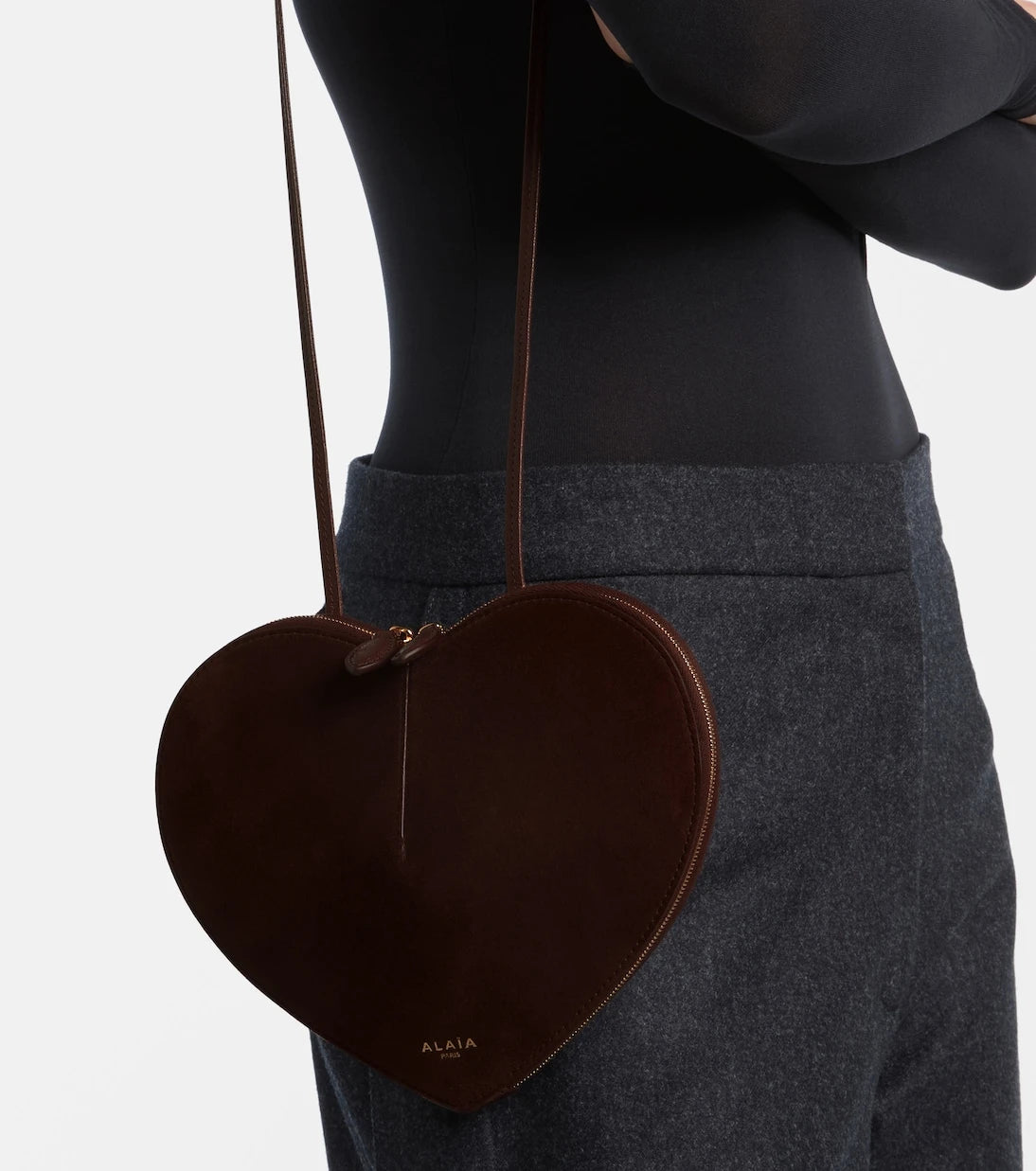 Alaïa - Le Cœur Small leather and suede shoulder bag