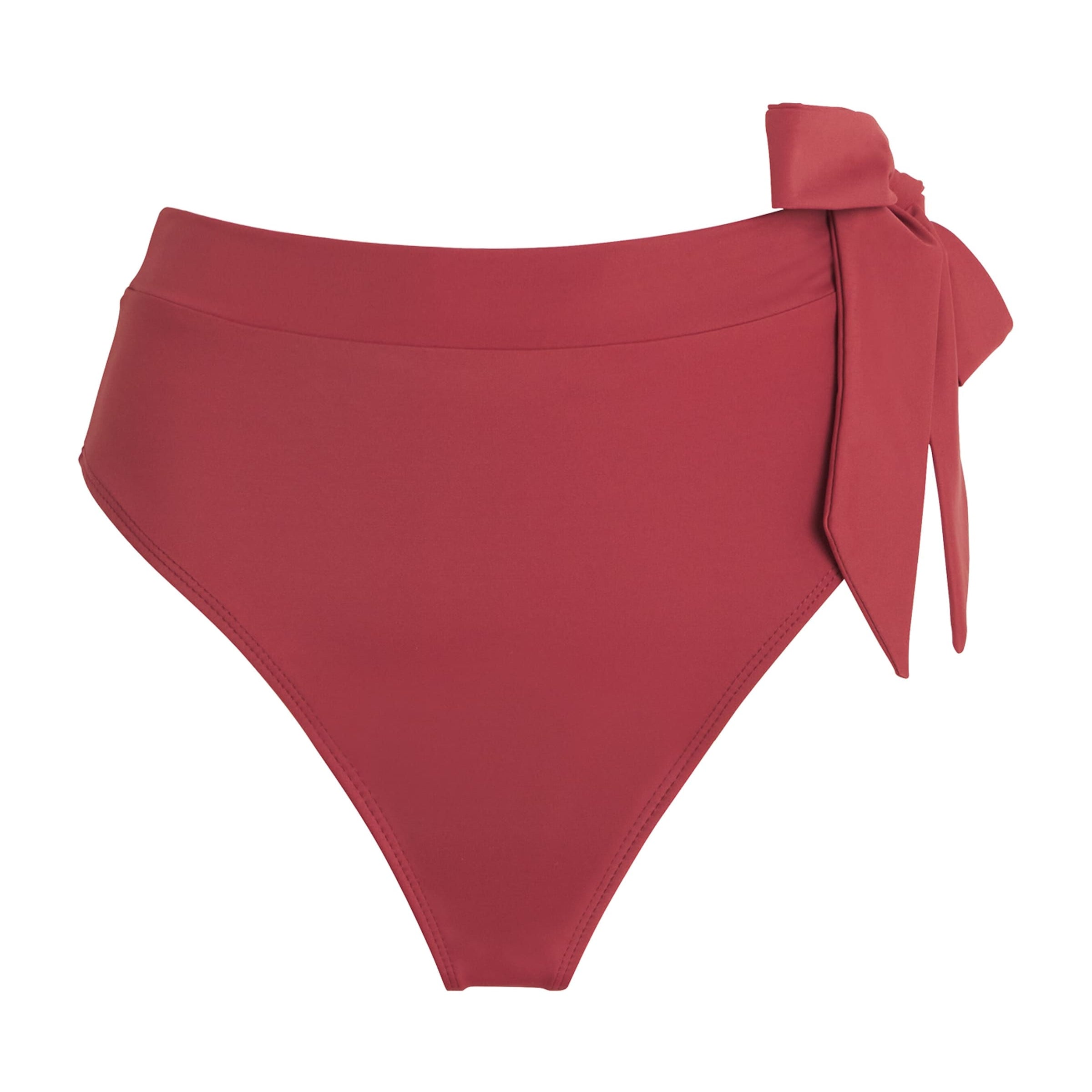 AWAY THAT DAY Burgundy Tahiti High-Rise Bikini Bottoms