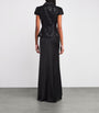 Self-Portrait Black Satin Sequin-Embellished Maxi Dress