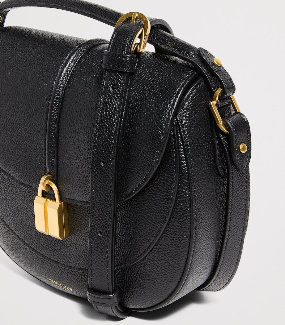 Black Small Leather Siena Saddle Bag
