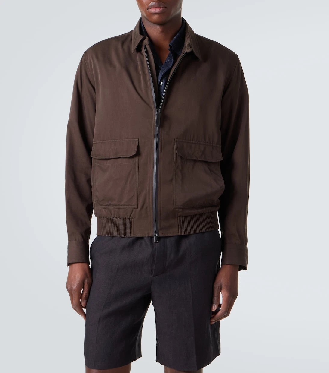 Brioni - Leather-trimmed silk blouson jacket