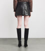 Alice+Olivia Black Faux Leather Laika Mini Skirt