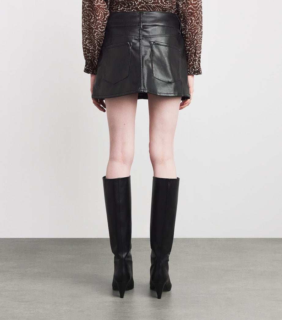 Alice+Olivia Black Faux Leather Laika Mini Skirt