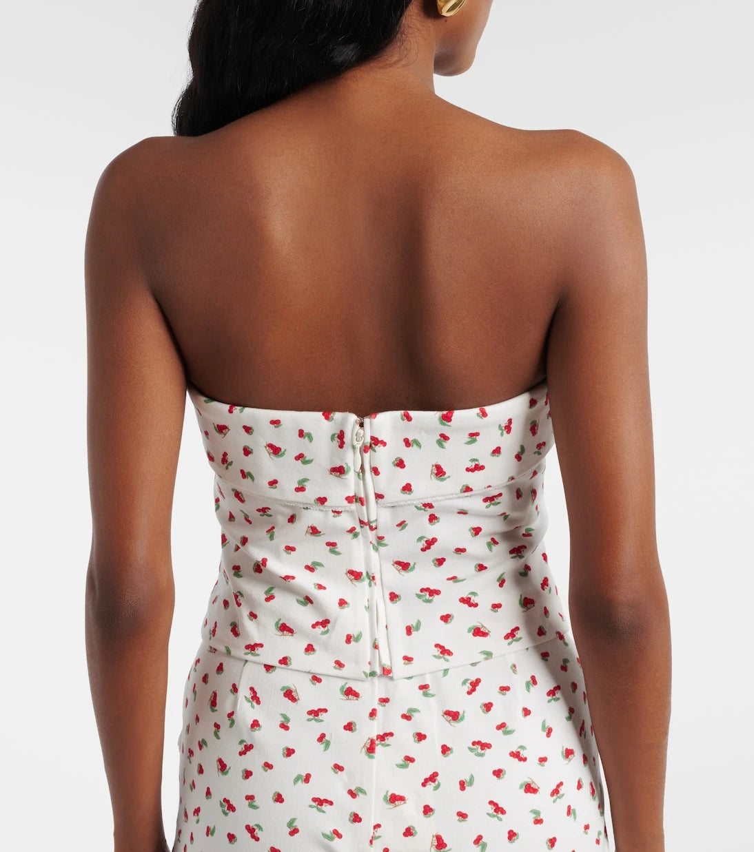 Posse - Ebony printed cotton-blend tube top