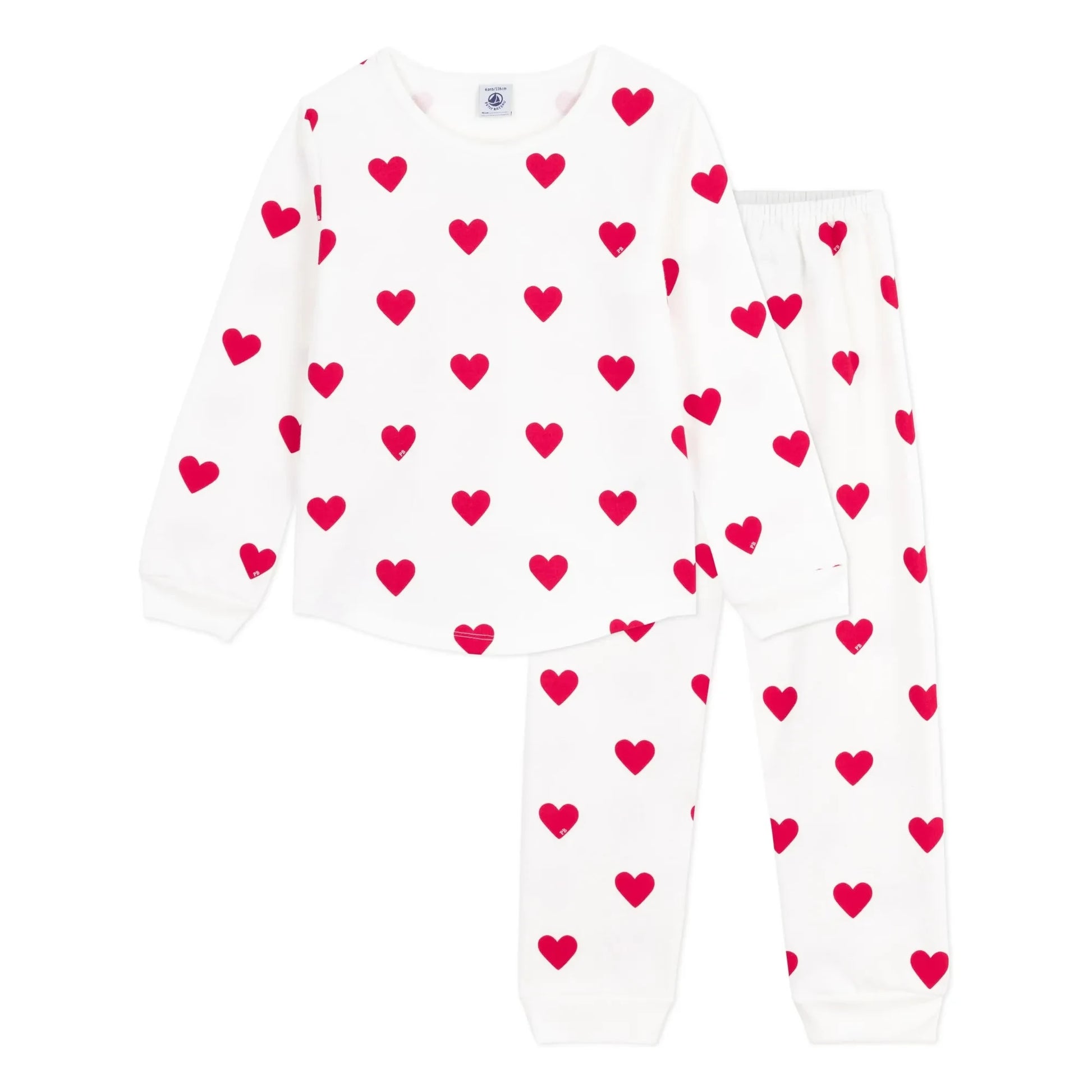 Petit Bateau - Fleece Pyjamas Hearts | Ecru